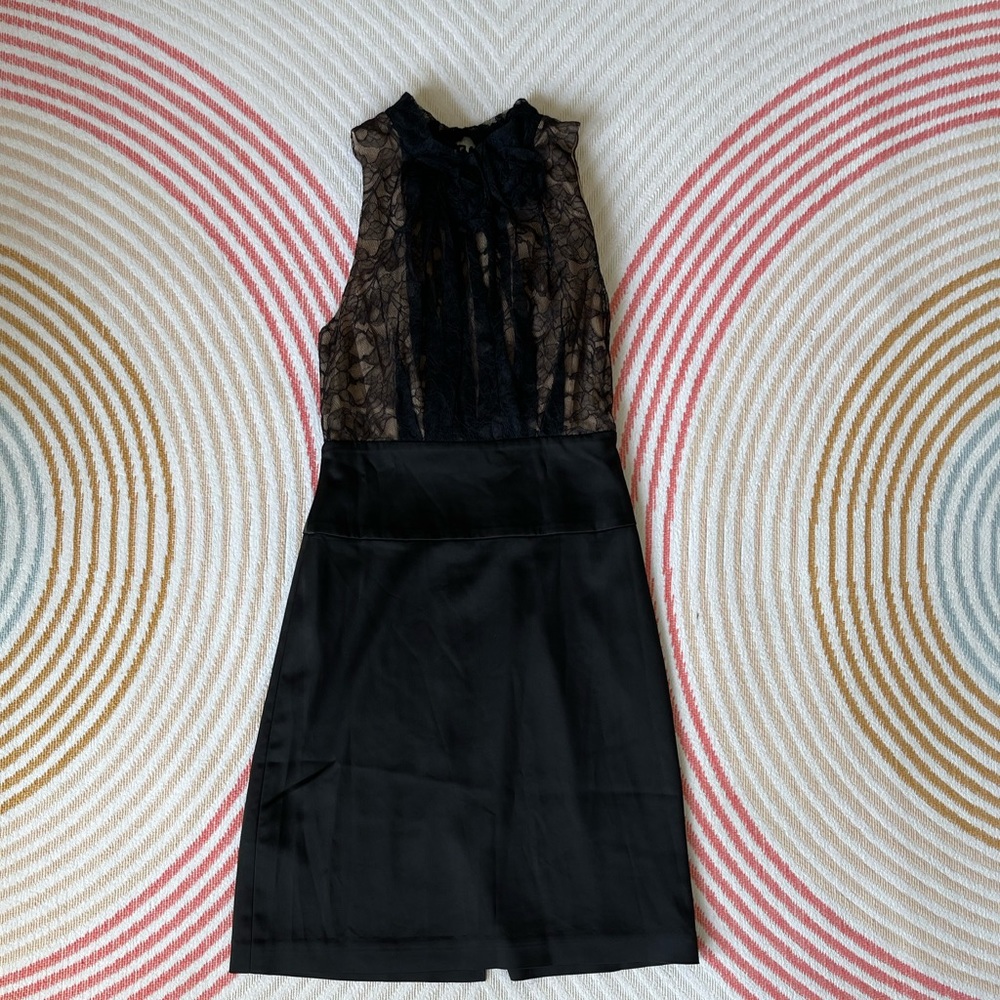 Designer, Sleeveless Little Black Dress with Lace Top, Size 0, BCBGMaxazria